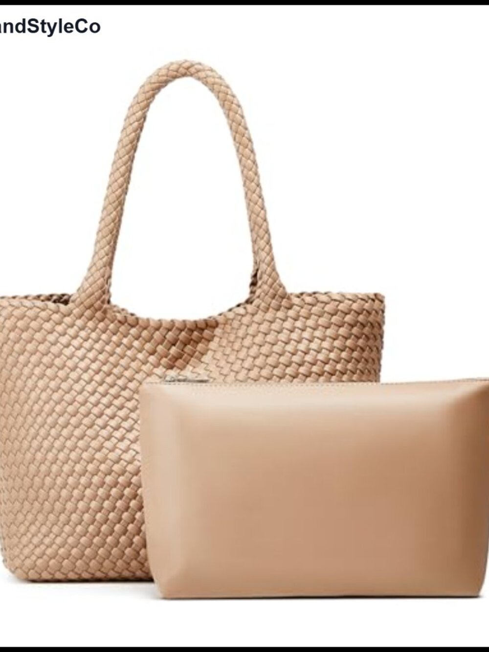 Handwoven Vegan Leather Tote Bag with Clutch Large Woven Tote